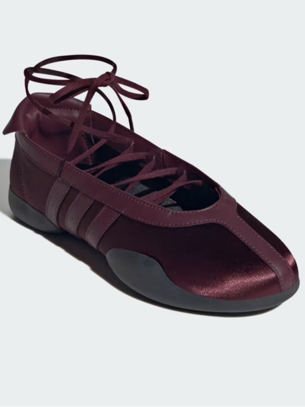 Adidas Women's Taekwondo Mei Maroon Lace-Up Ballet Flats with Ankle Ties - Picture 2 of 5